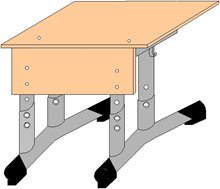 Парта ученическая 1 месная на круглой трубе  регулируемая по высоте